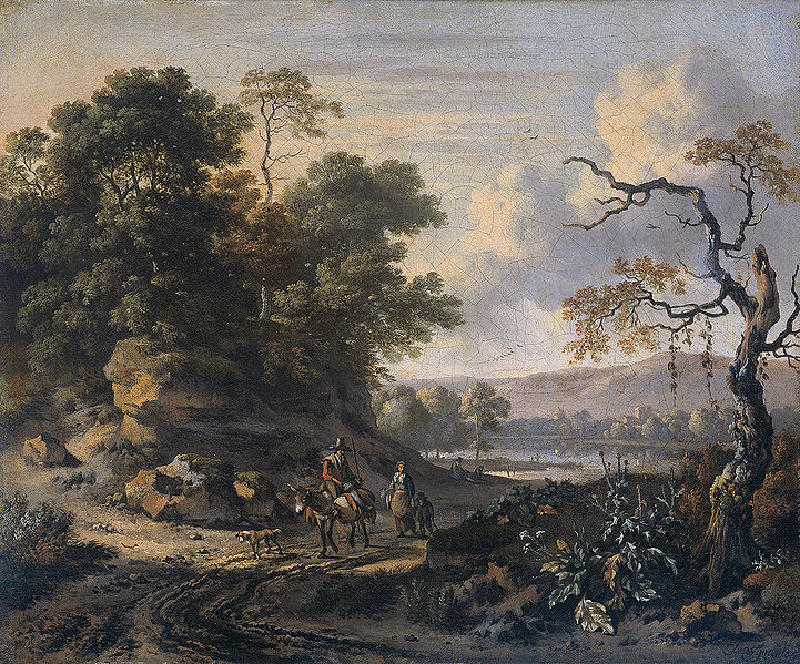 Landscape with donkey rider.